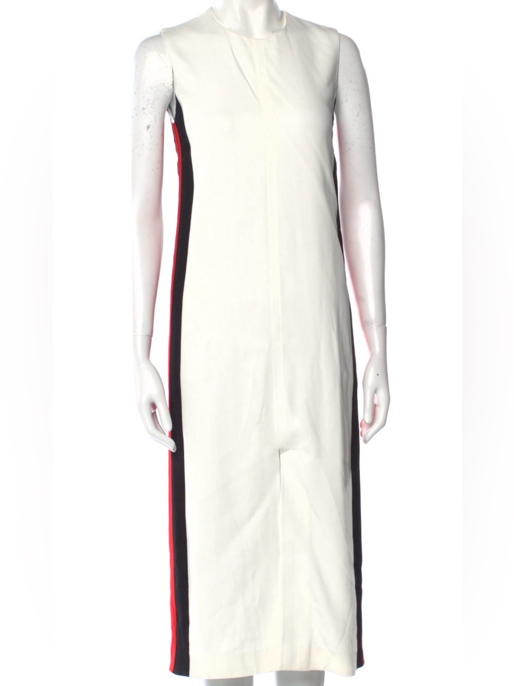 Burberry White Dress with Red and Black Side Stripes